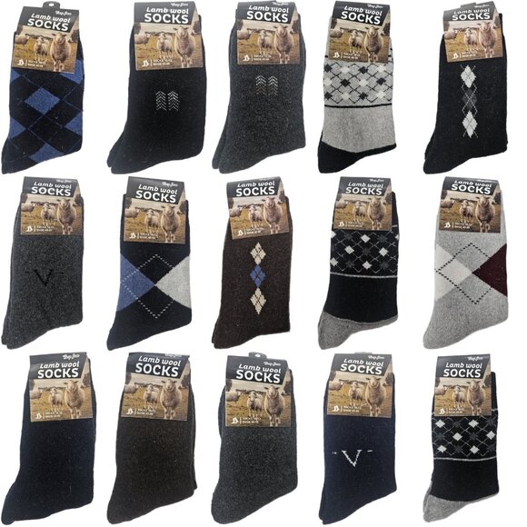 15 Pairs Men’s Lamb Wool Crew Socks – Warm Thermal Winter Dress Casual, Assorted - Picture 1 of 3